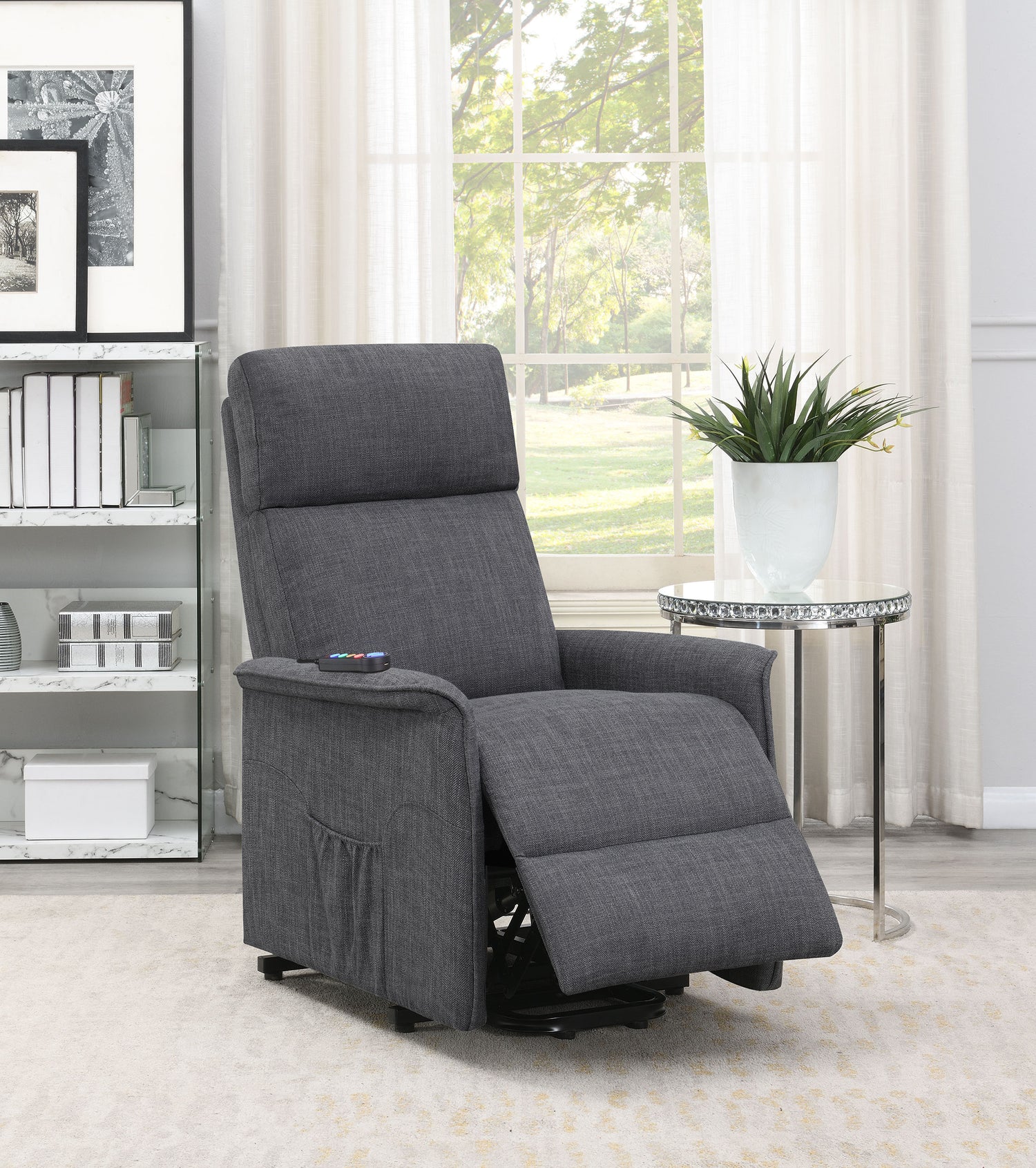 Power Lift Massage Chair - Herrera Power Lift Recliner with Wired Remote Charcoal
