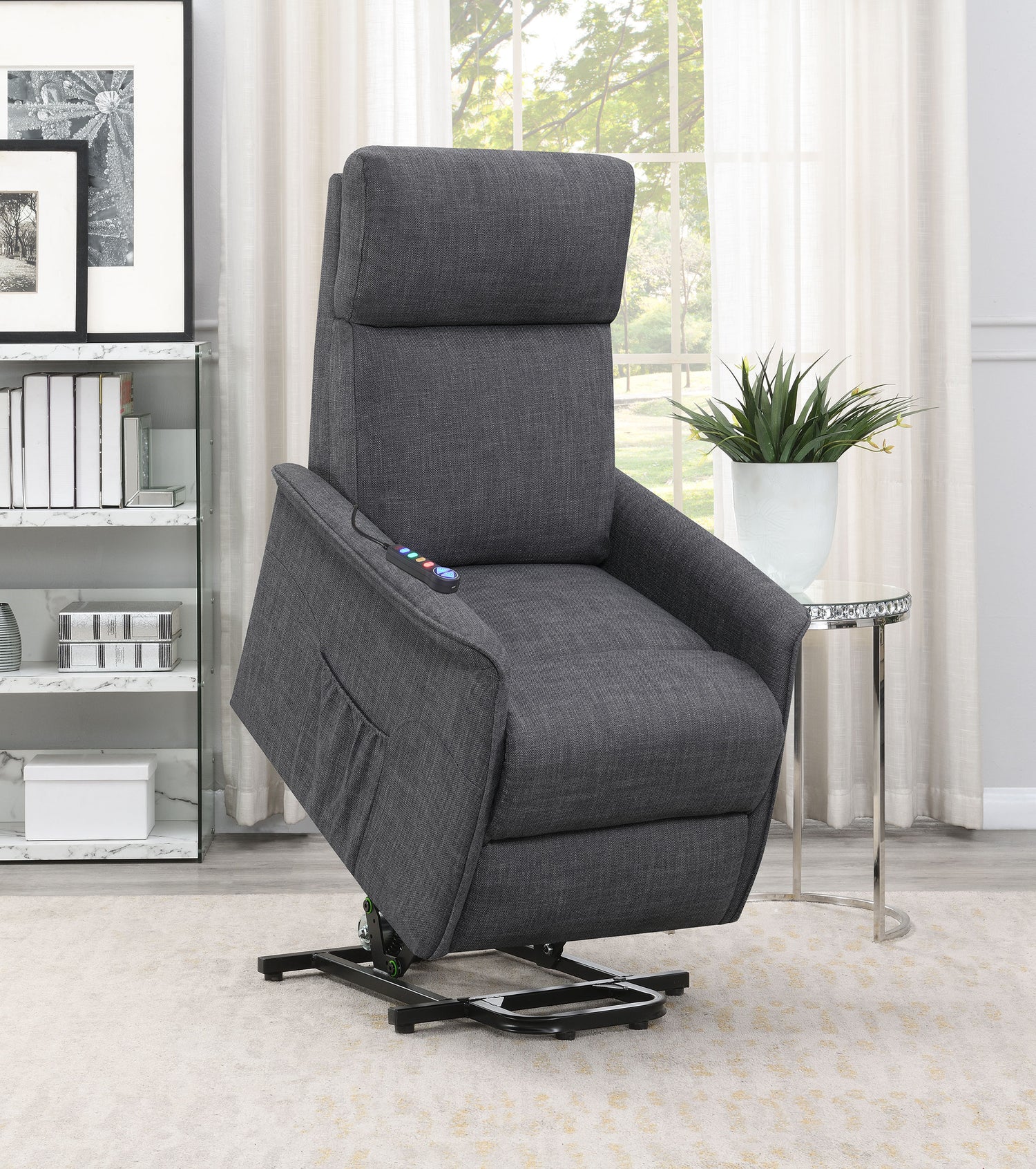 Power Lift Massage Chair - Herrera Power Lift Recliner with Wired Remote Charcoal
