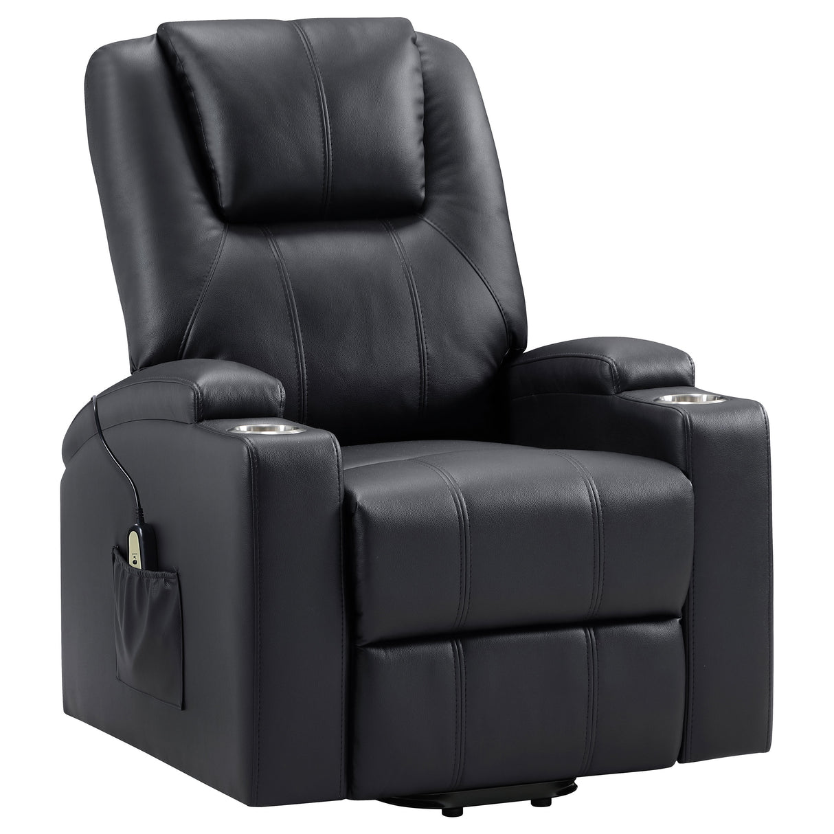 Sillón reclinable de masaje eléctrico tapizado Armstrong negro