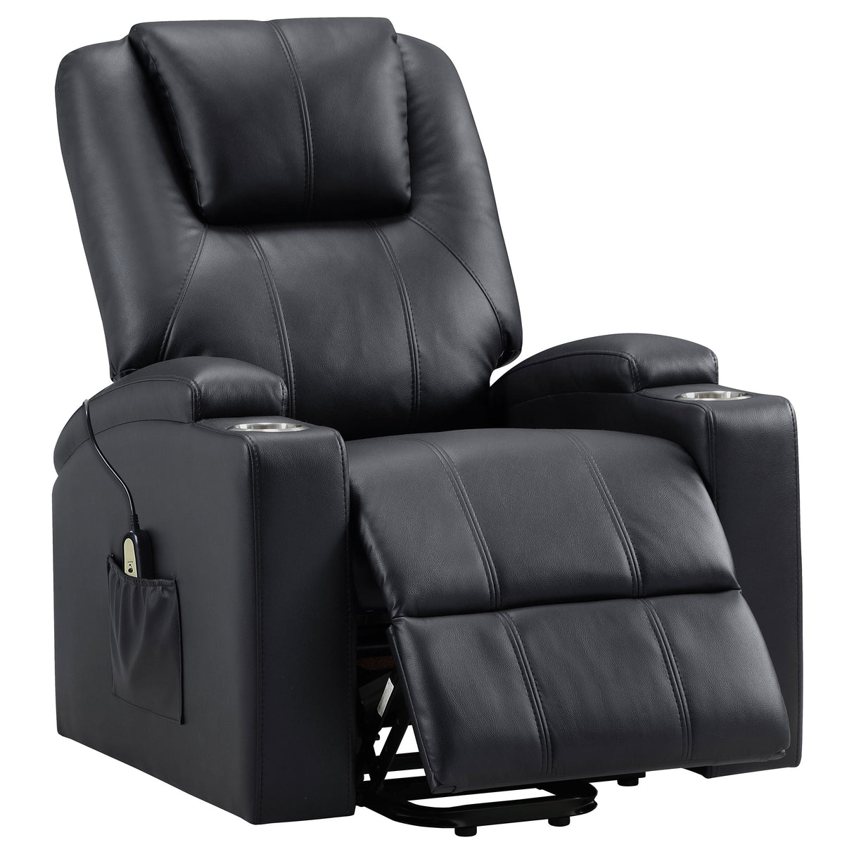 Sillón reclinable de masaje eléctrico tapizado Armstrong negro