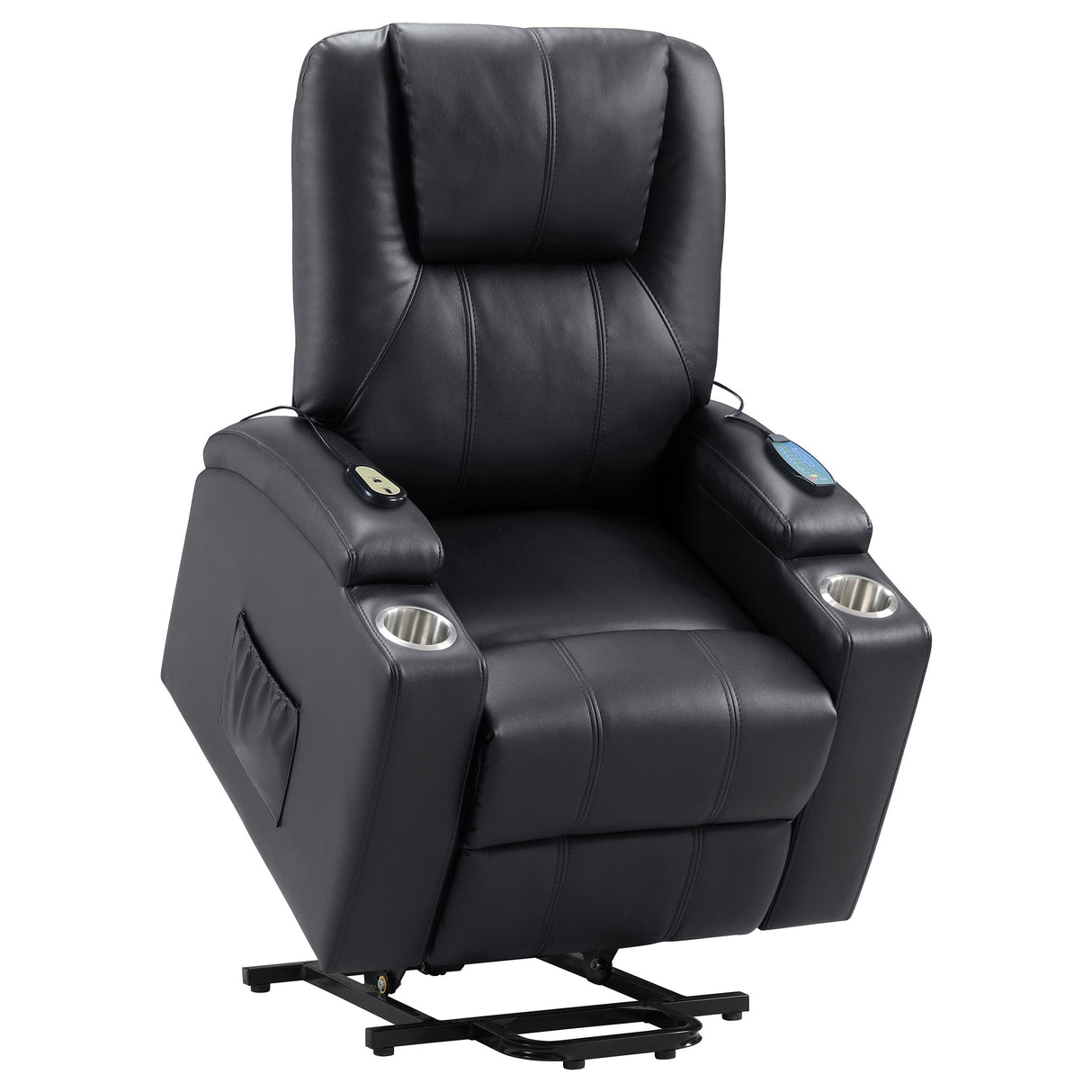 Sillón reclinable de masaje eléctrico tapizado Armstrong negro