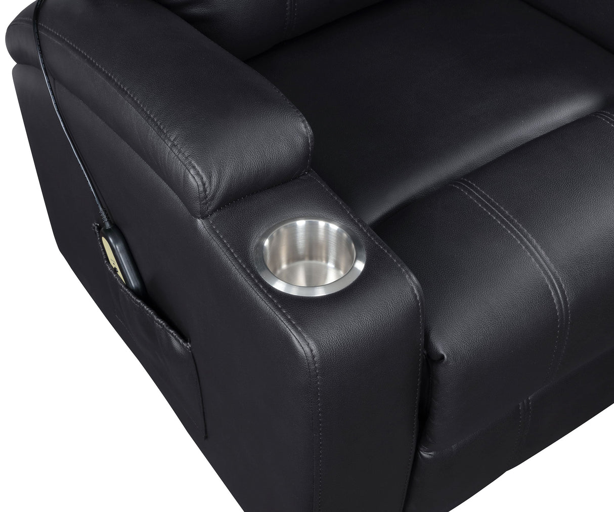 Sillón reclinable de masaje eléctrico tapizado Armstrong negro