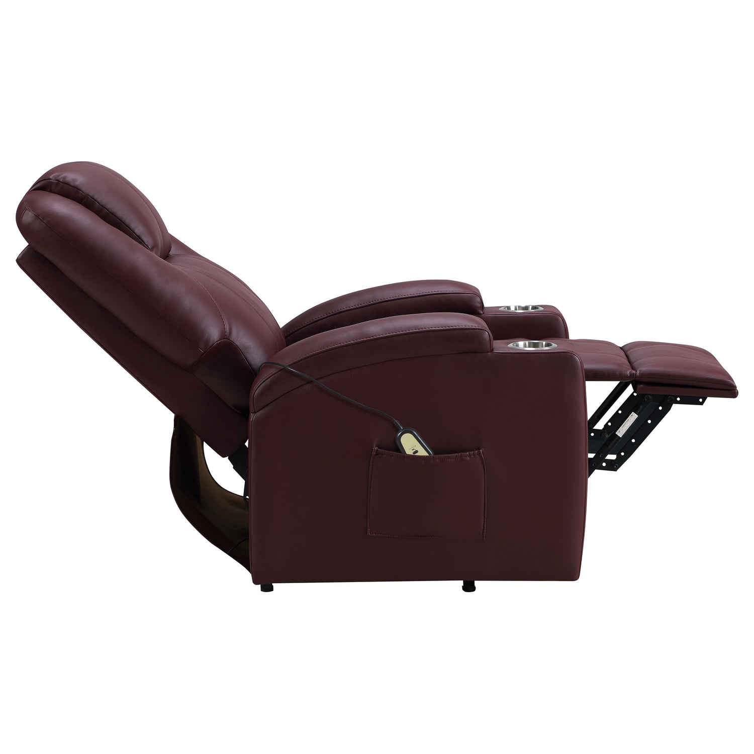 Sillón reclinable de masaje eléctrico tapizado Armstrong color vino tinto