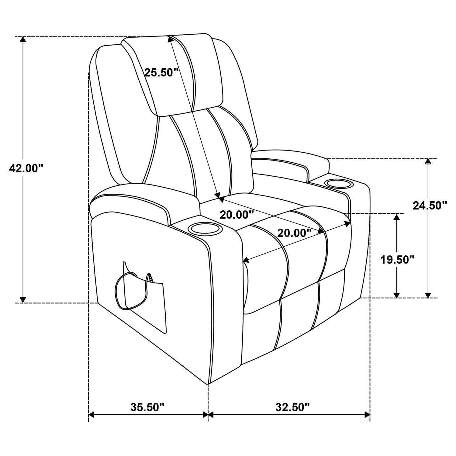 Sillón reclinable de masaje eléctrico tapizado Armstrong color vino tinto