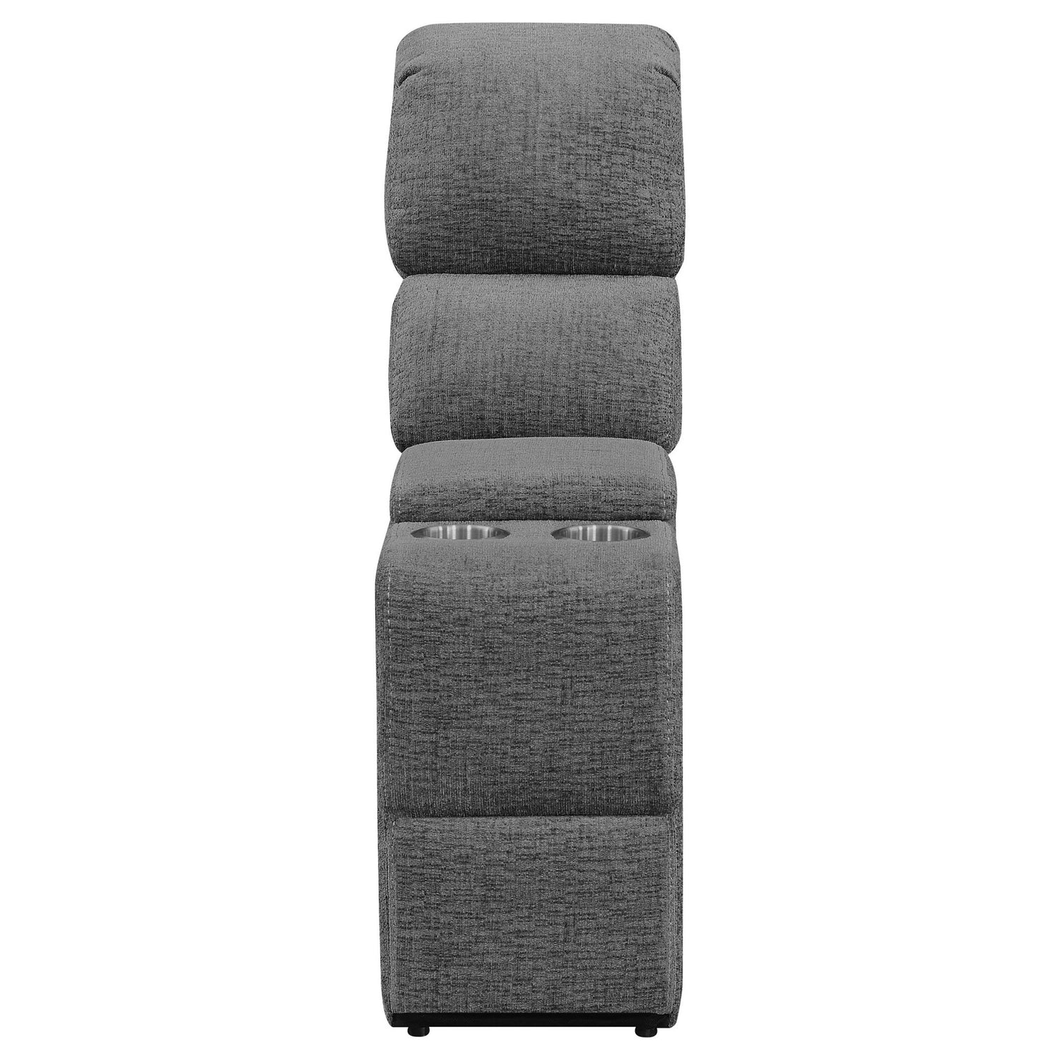 Bahrain Upholstered Motion Loveseat with Console Charcoal | Coaster | Home Elegance USA