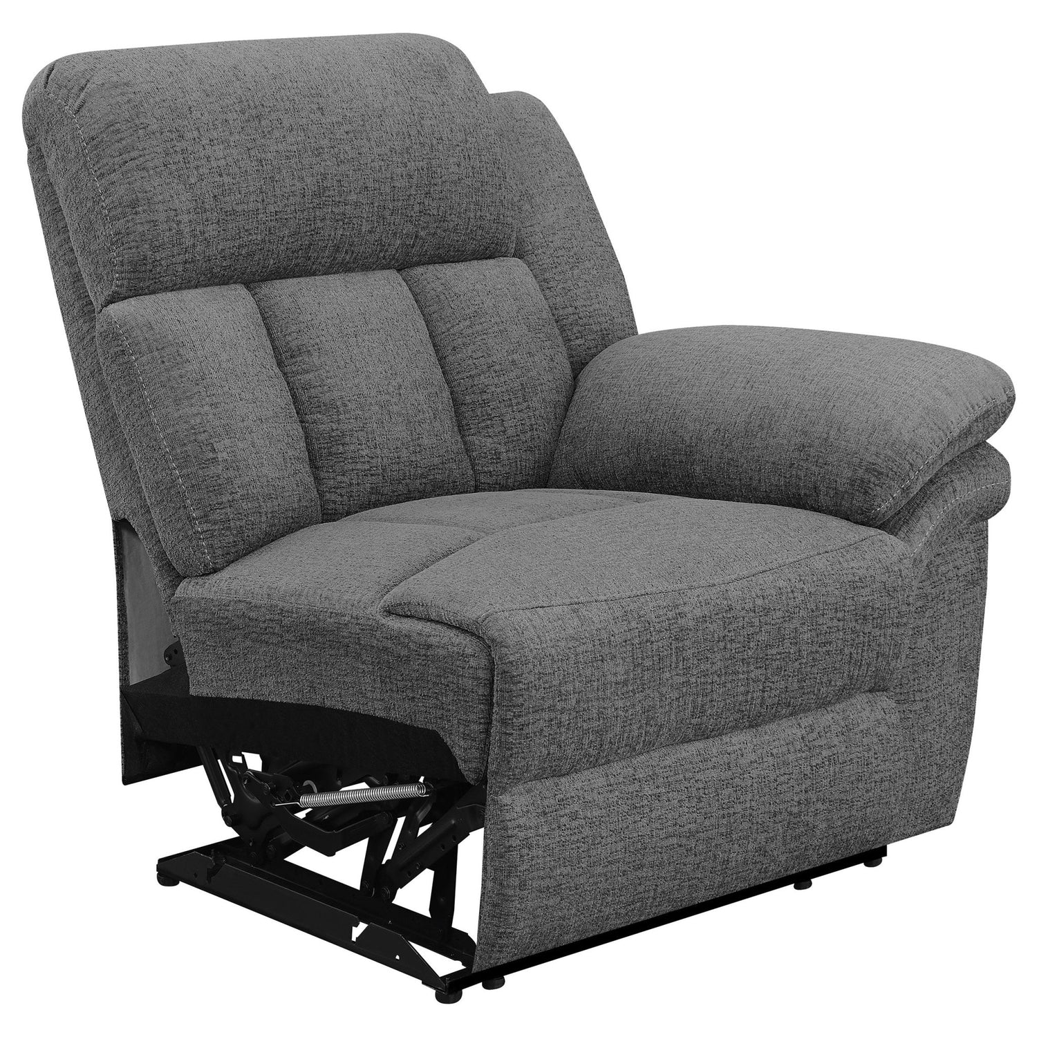 Bahrain Upholstered Motion Loveseat with Console Charcoal | Coaster | Home Elegance USA