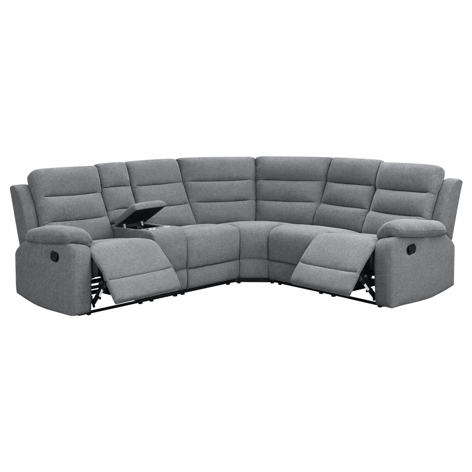 David 3 - piece Upholstered Motion Sectional with Pillow Arms Smoke | Coaster | Home Elegance USA