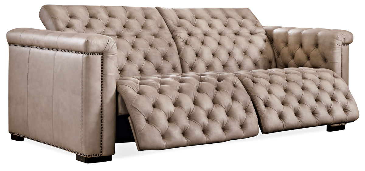 Savion 2 Over 2 Sofa With Power Recline & Power Headrest Giovanni Taupe - Beige by Hooker Furniture - View 4