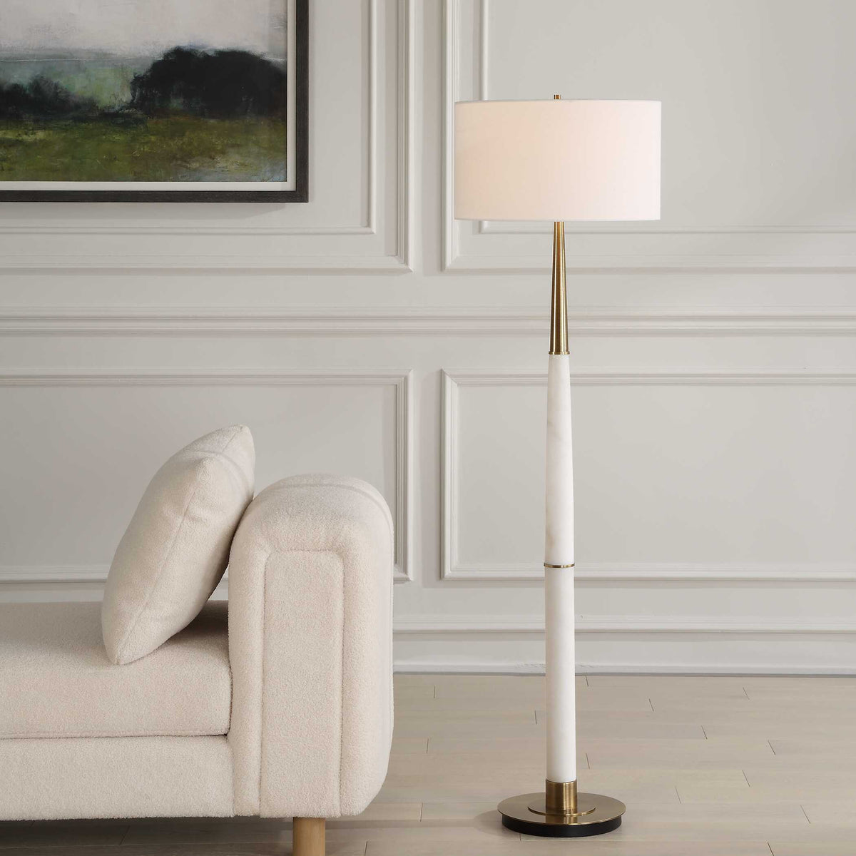 Faro White Marble Floor Lamp by Uttermost - View 2