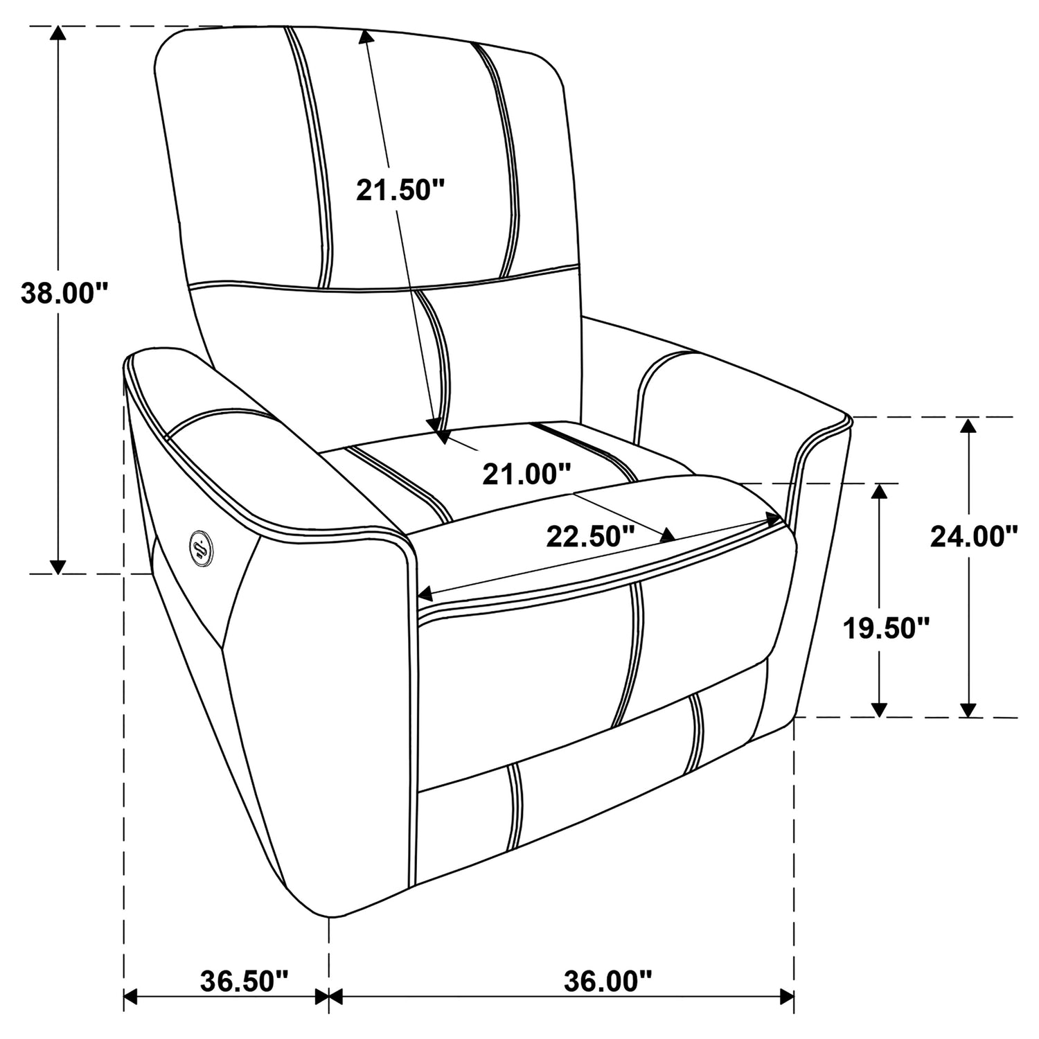Power Recliner  - Greenfield Upholstered Power Recliner Chair Ivory