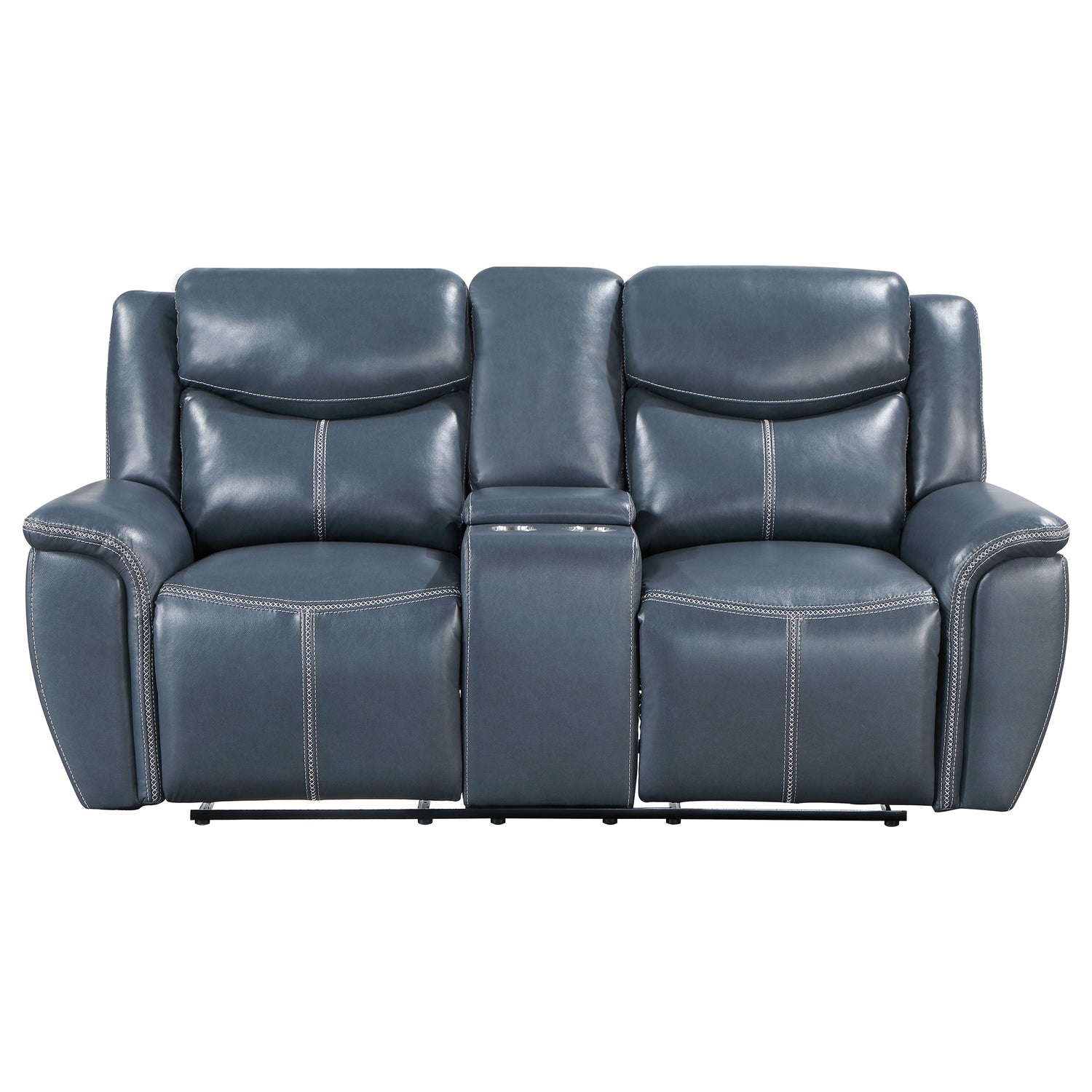 Motion Loveseat - Sloane Upholstered Motion Reclining Loveseat with Console Blue