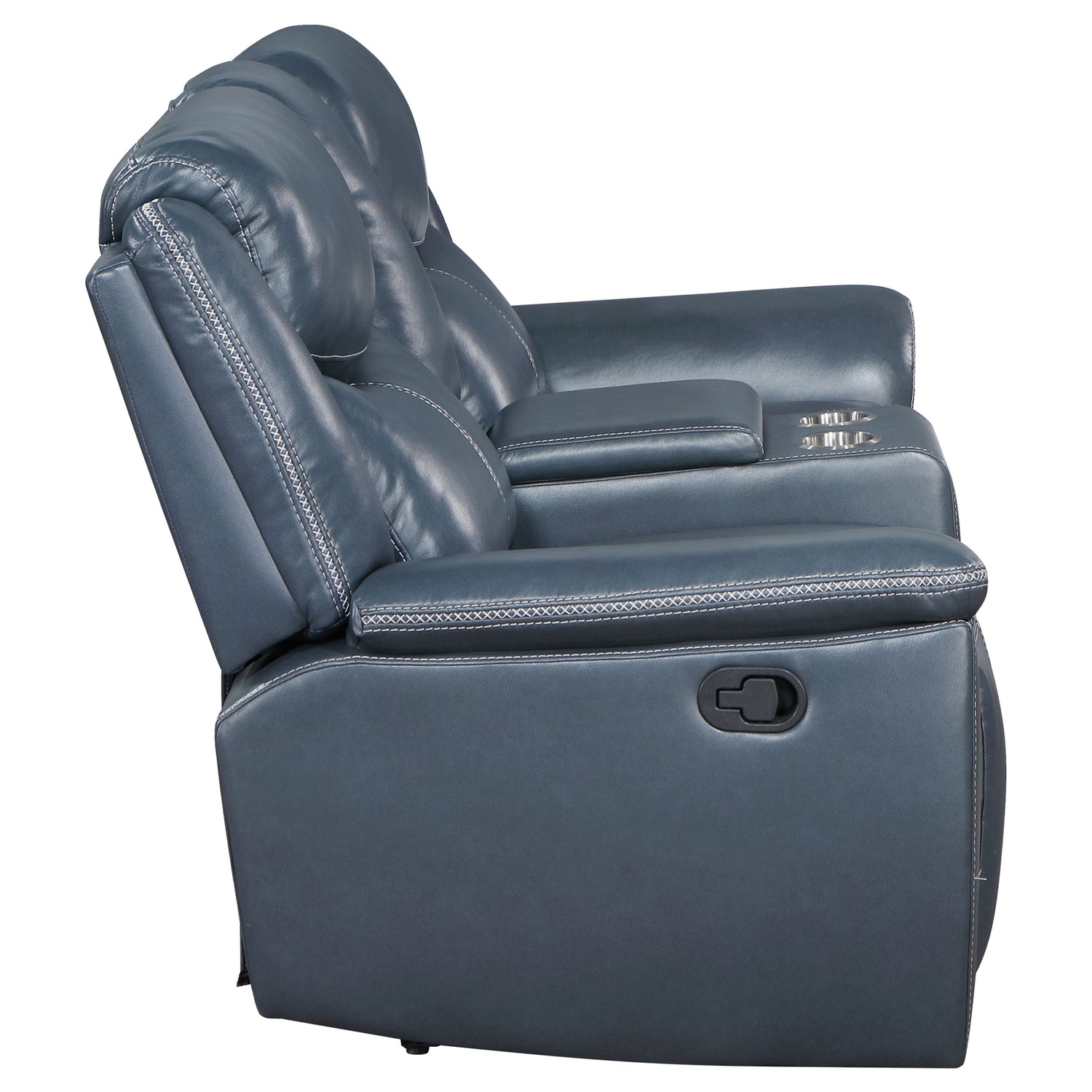 Motion Loveseat - Sloane Upholstered Motion Reclining Loveseat with Console Blue
