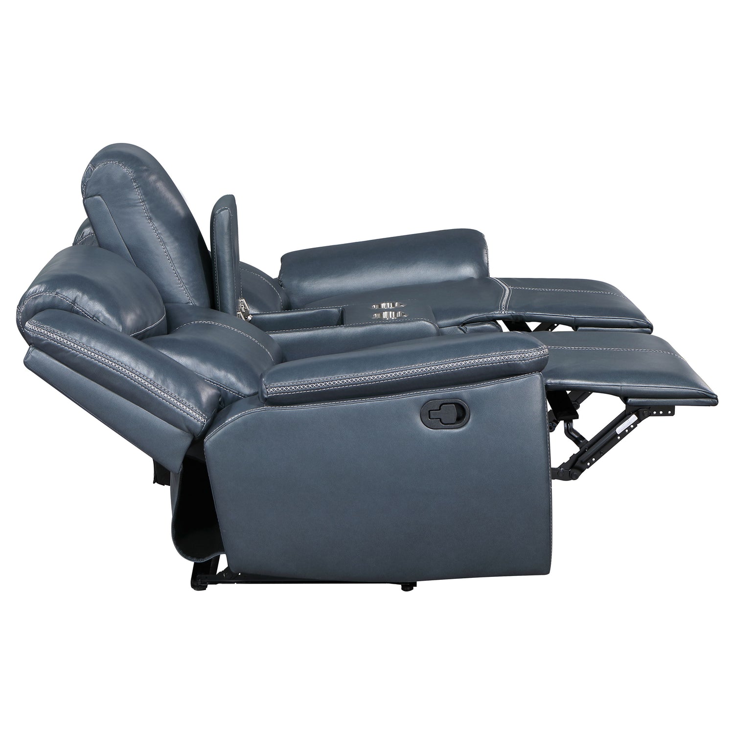 Motion Loveseat - Sloane Upholstered Motion Reclining Loveseat with Console Blue