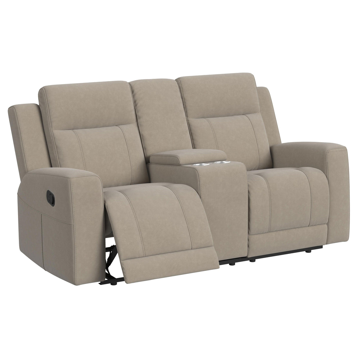 Loveseat reclinable con movimiento tapizado Brentwood en color topo