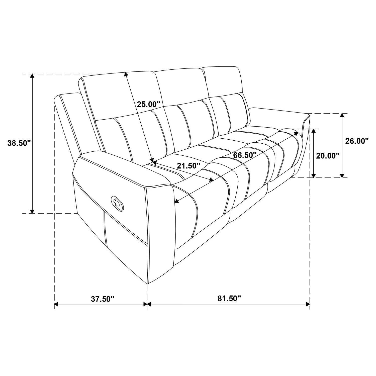 Brentwood Upholstered Motion Reclining Sofa Dark Charcoal - Home Elegance USA