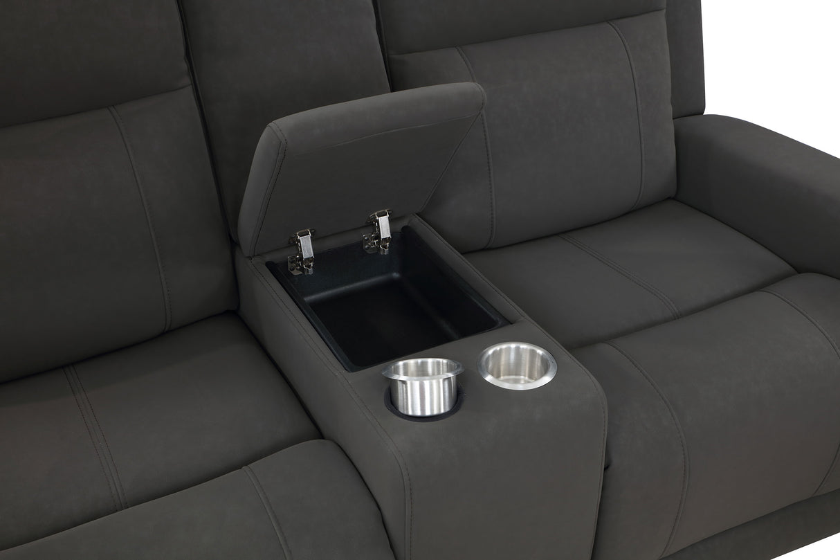 Loveseat reclinable tapizado Brentwood en color carbón oscuro