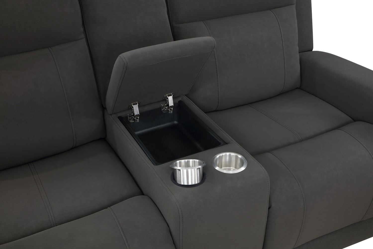 Loveseat reclinable tapizado Brentwood en color carbón oscuro