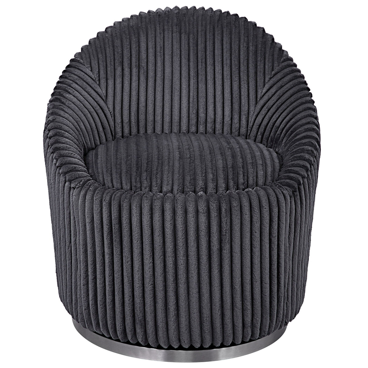 Crue Fabric Swivel Chair - Dark Gray by Uttermost - View 1