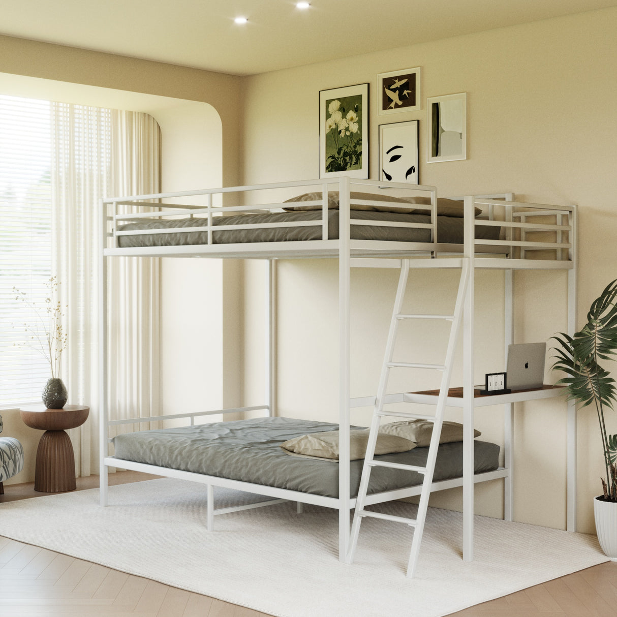 White full size bunk bed