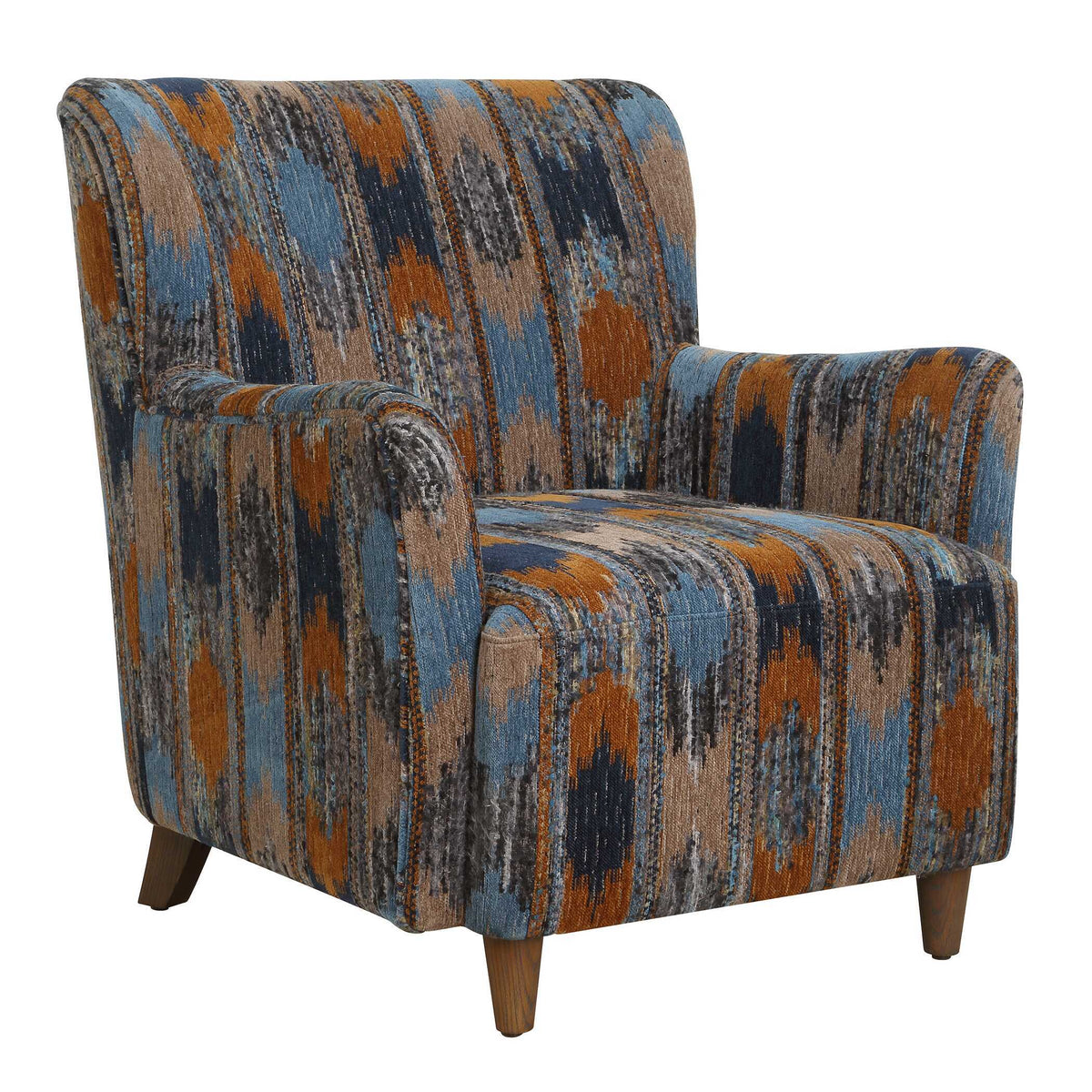 Lainey Upholstered Ikat Armchair Blue / Brown / Orange - Blue / Dark Brown by Uttermost - View 5