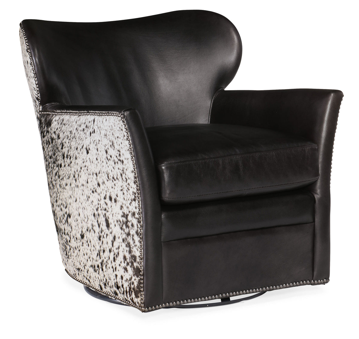 Kato Leather Swivel Chair With Salt Pepper HOH - Black by Hooker Furniture - View 1