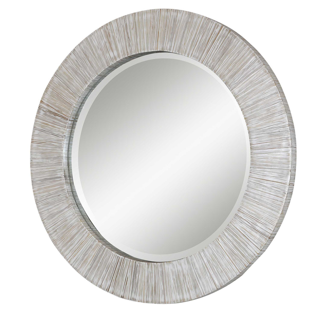 Repose Round Mirror Whitewash - Silver by Uttermost - View 3