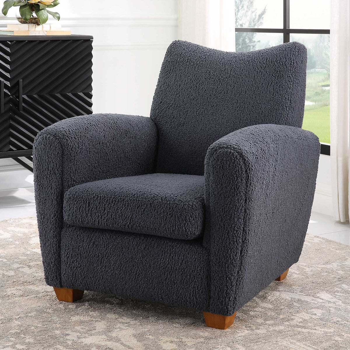 Teddy Slate Accent Chair - Dark Gray by Uttermost - View 3