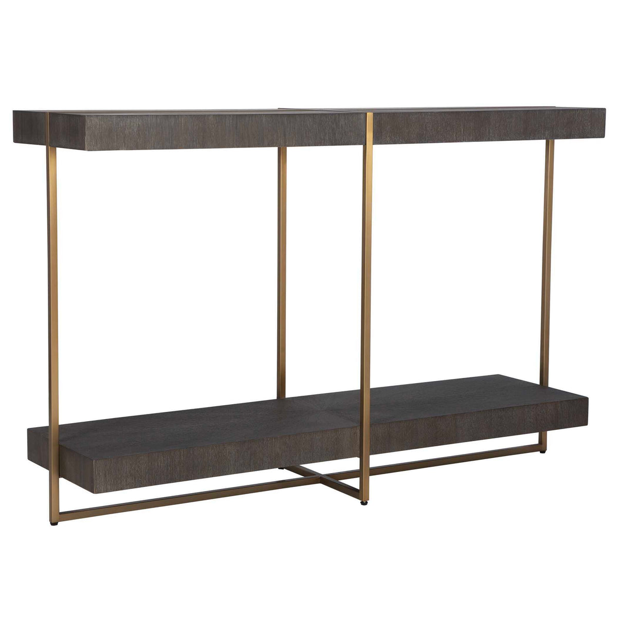 Taja Modern Brass / Wood Console Table - Gold / Dark Brown by Uttermost - View 4