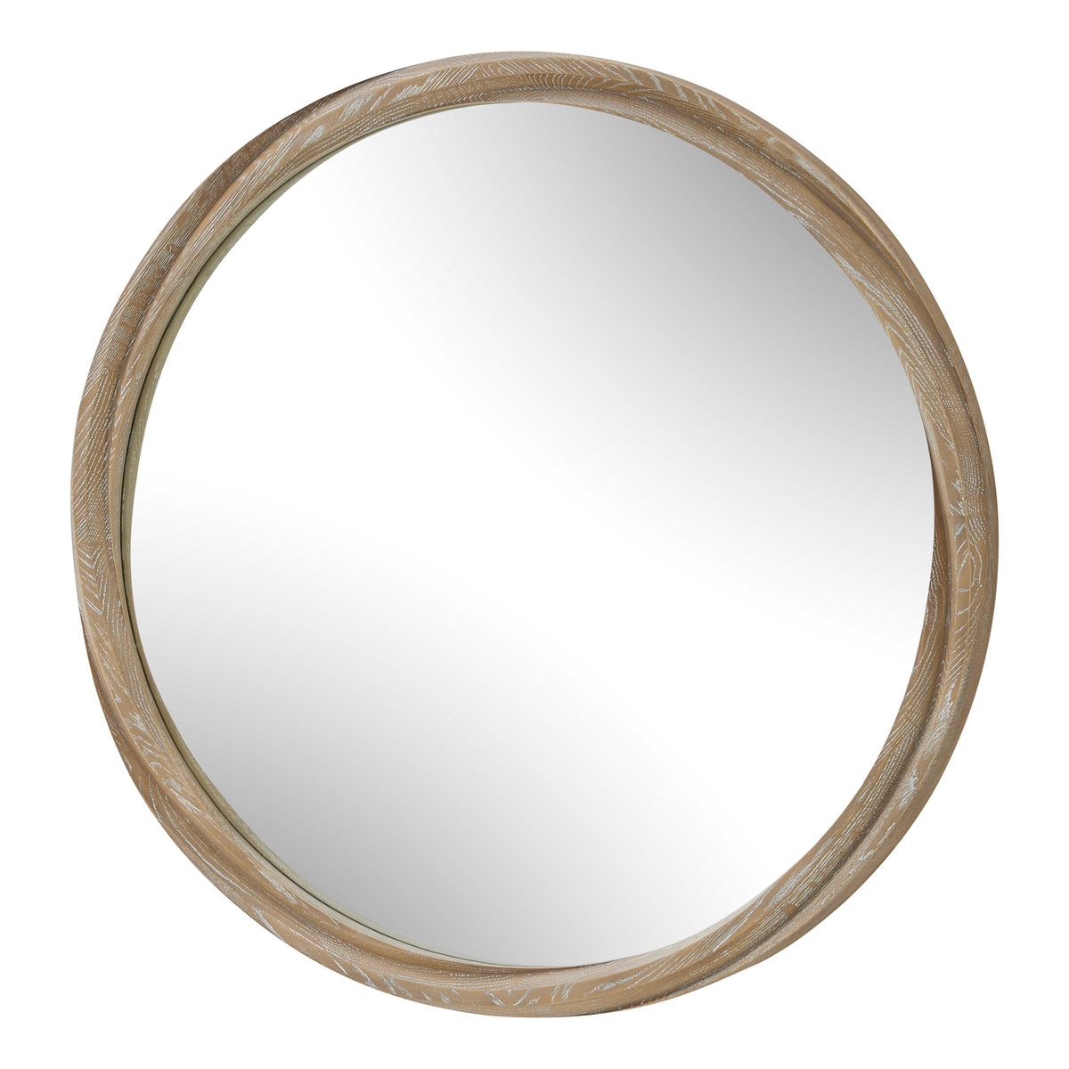 Landry Round Mirror Light Wood - Light Brown by Uttermost - View 4