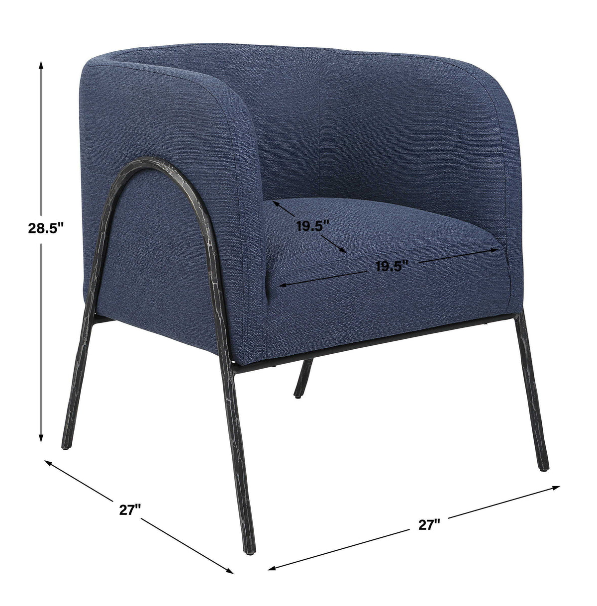 Jacobsen Barrel Chair Denim - Blue by Uttermost - View 9