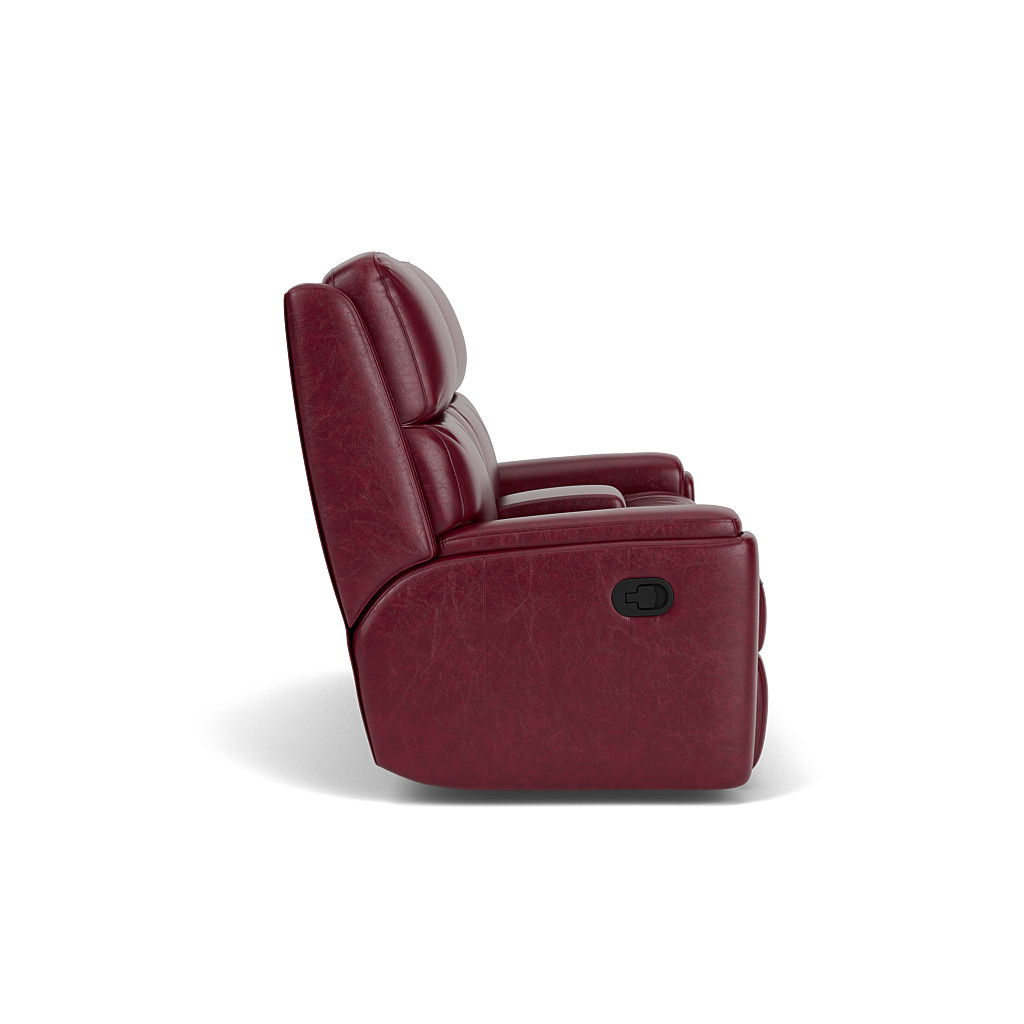 Rio Transitional Leather Reclining Loveseat, Console | Flexsteel