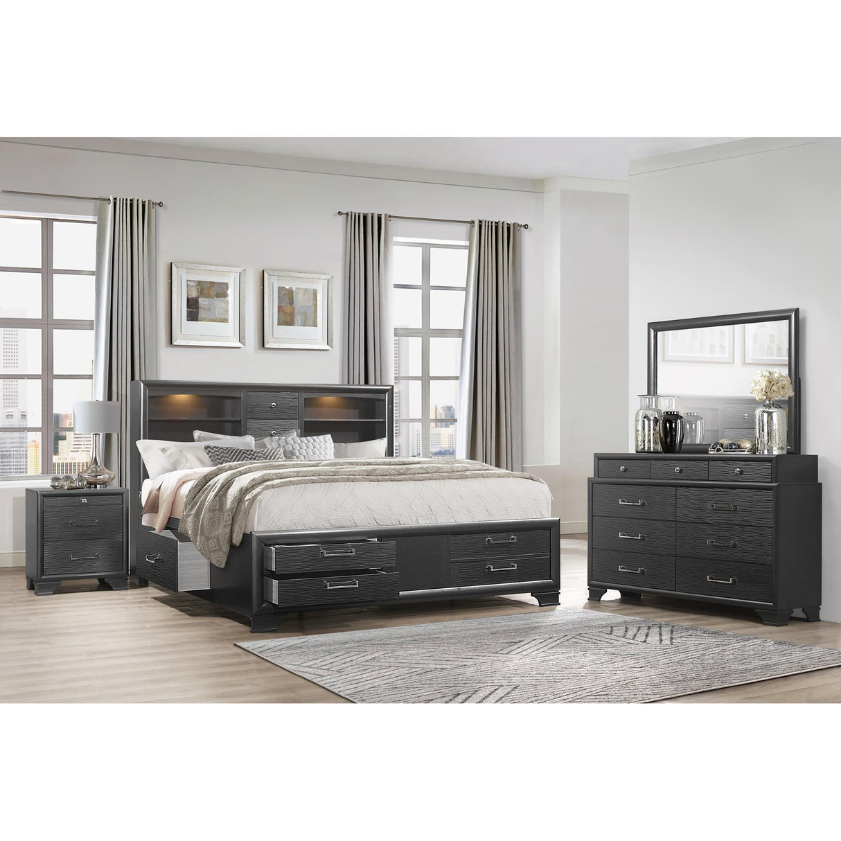 Civic Grey 5pc Full Storage Bedrom Set