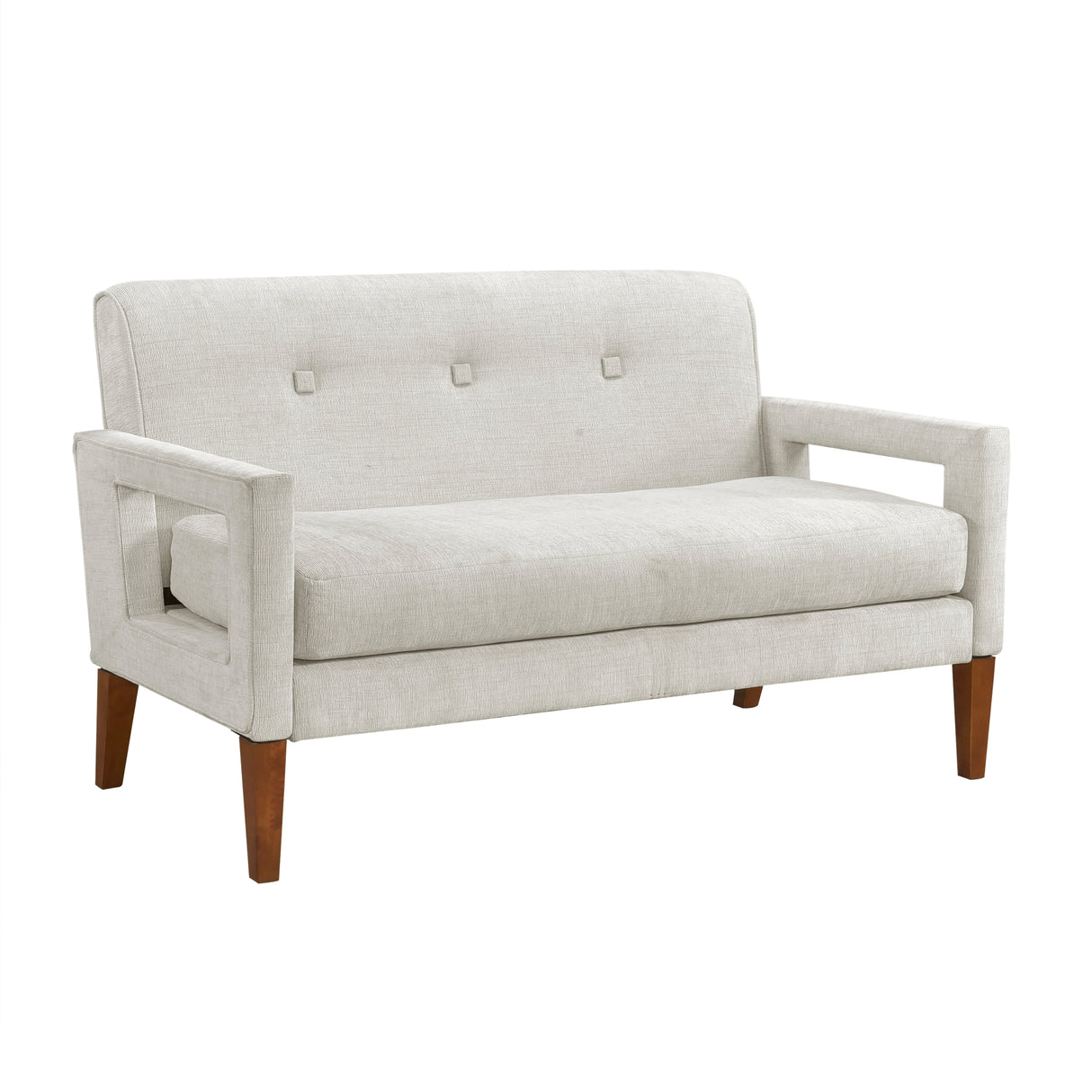 Modern Living Room Furniture Loveseat Beige Chenille Upholstery Pocket Coils Solid Wood Legs Furniture 1pc