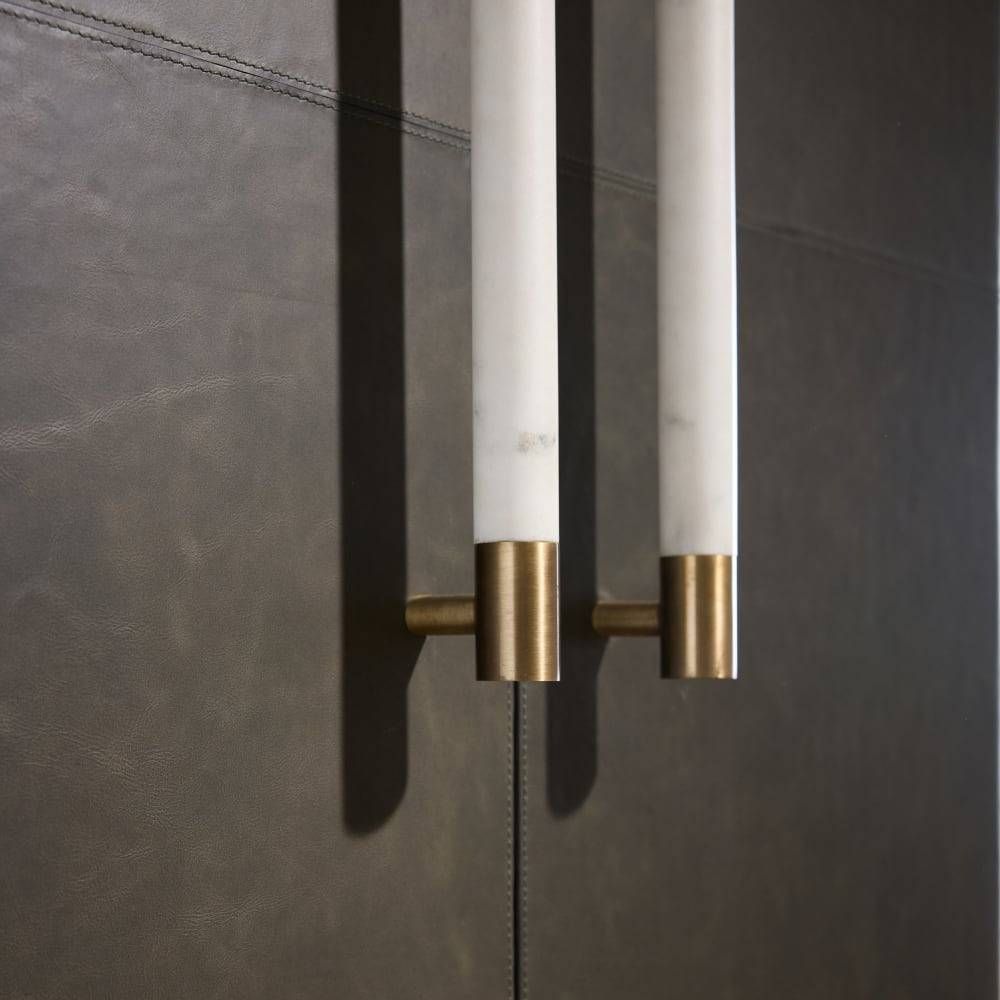 Sherbourne Cabinet – Graphite Leather, Ebony Oak, White Marble, Antique Brass | Arteriors
