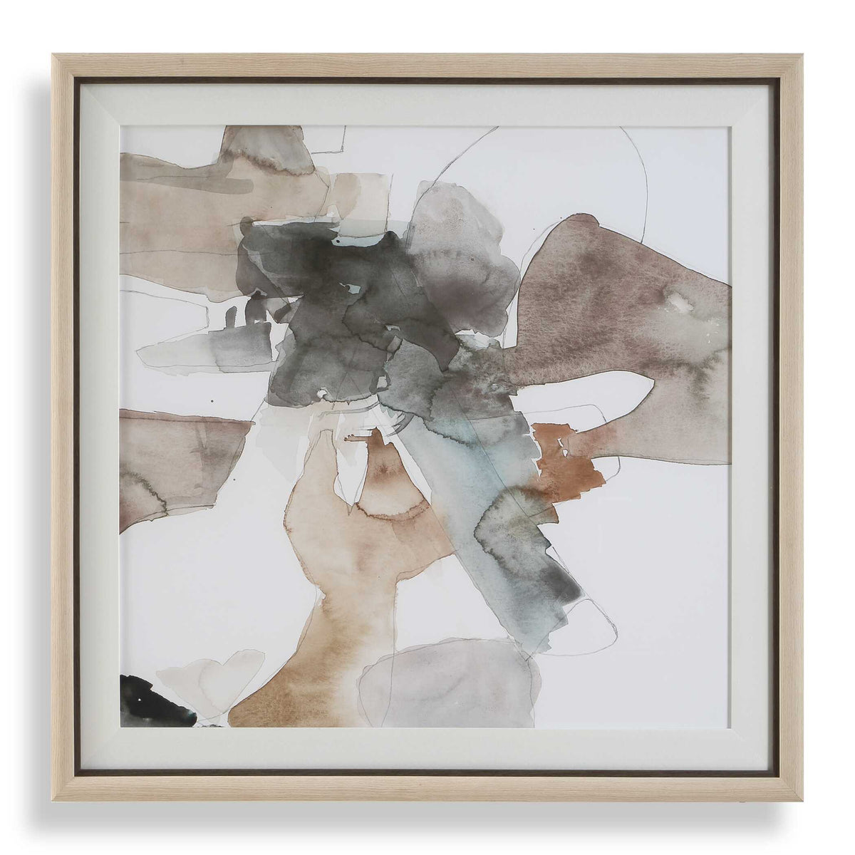 Cohesion Framed Abstract Print Black / Blue / Gray / Orange - Light Brown / Blue by Uttermost - View 1