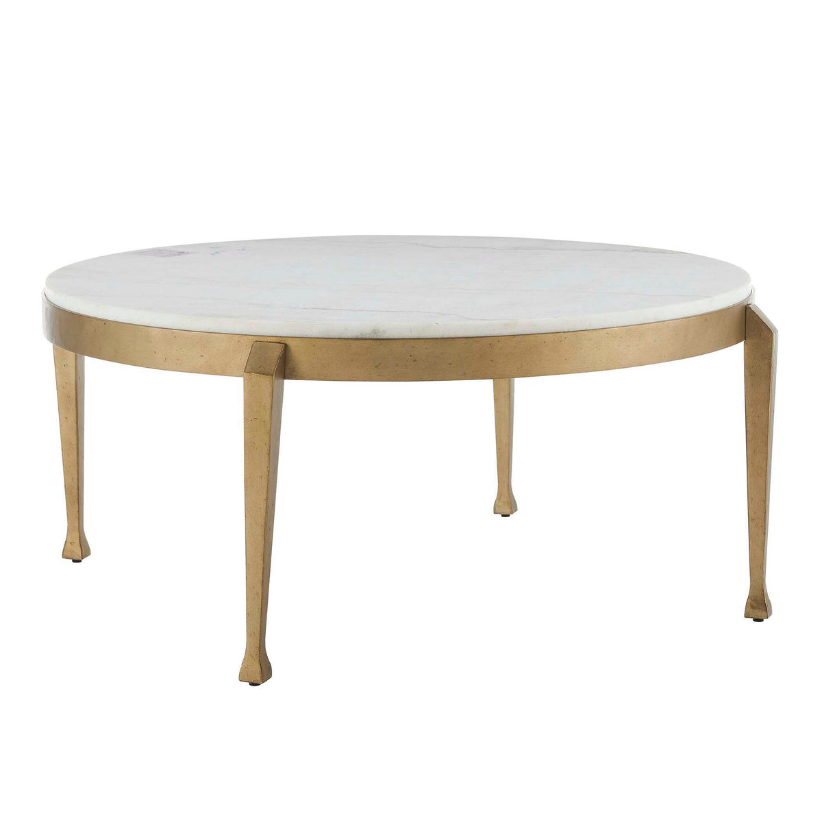 Tylan Round Marble Coffee Table Brass / White - Gold / White by Uttermost - View 4