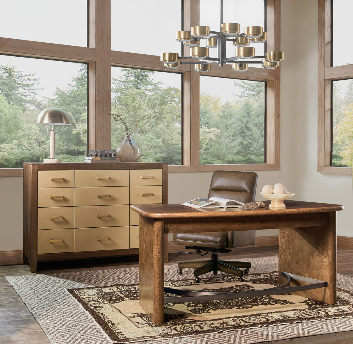 Melange Zurich Accent Drawer Chest by Hooker Furniture in Walnut & Leather