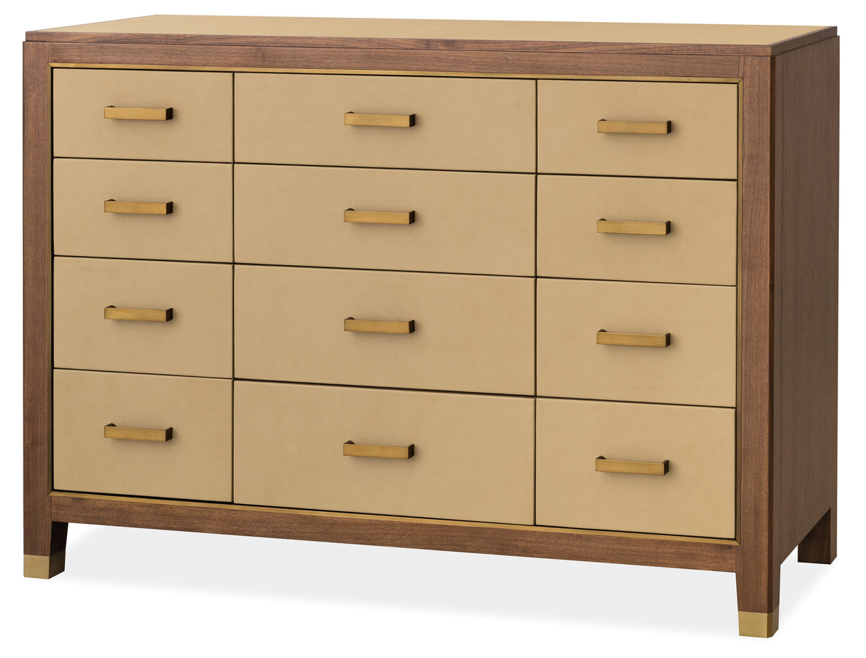 Melange Zurich Accent Drawer Chest by Hooker Furniture in Walnut & Leather