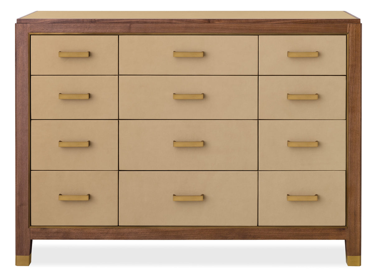 Melange Zurich Accent Drawer Chest by Hooker Furniture in Walnut & Leather