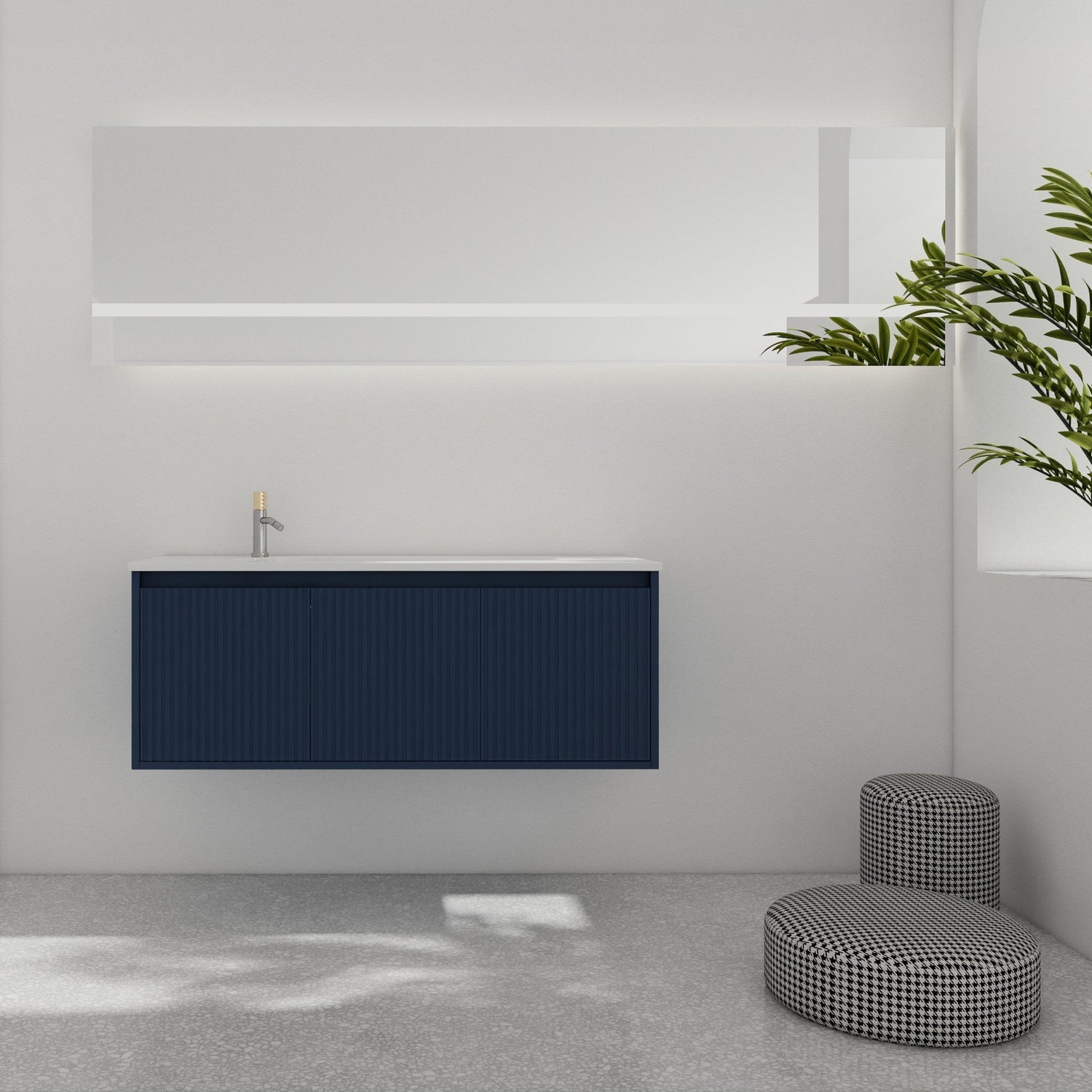 48" Floating Bathroom Vanity with Drop - Shaped Resin Sink(BVB05848BNL - GRBSD48S) | Home Elegance USA