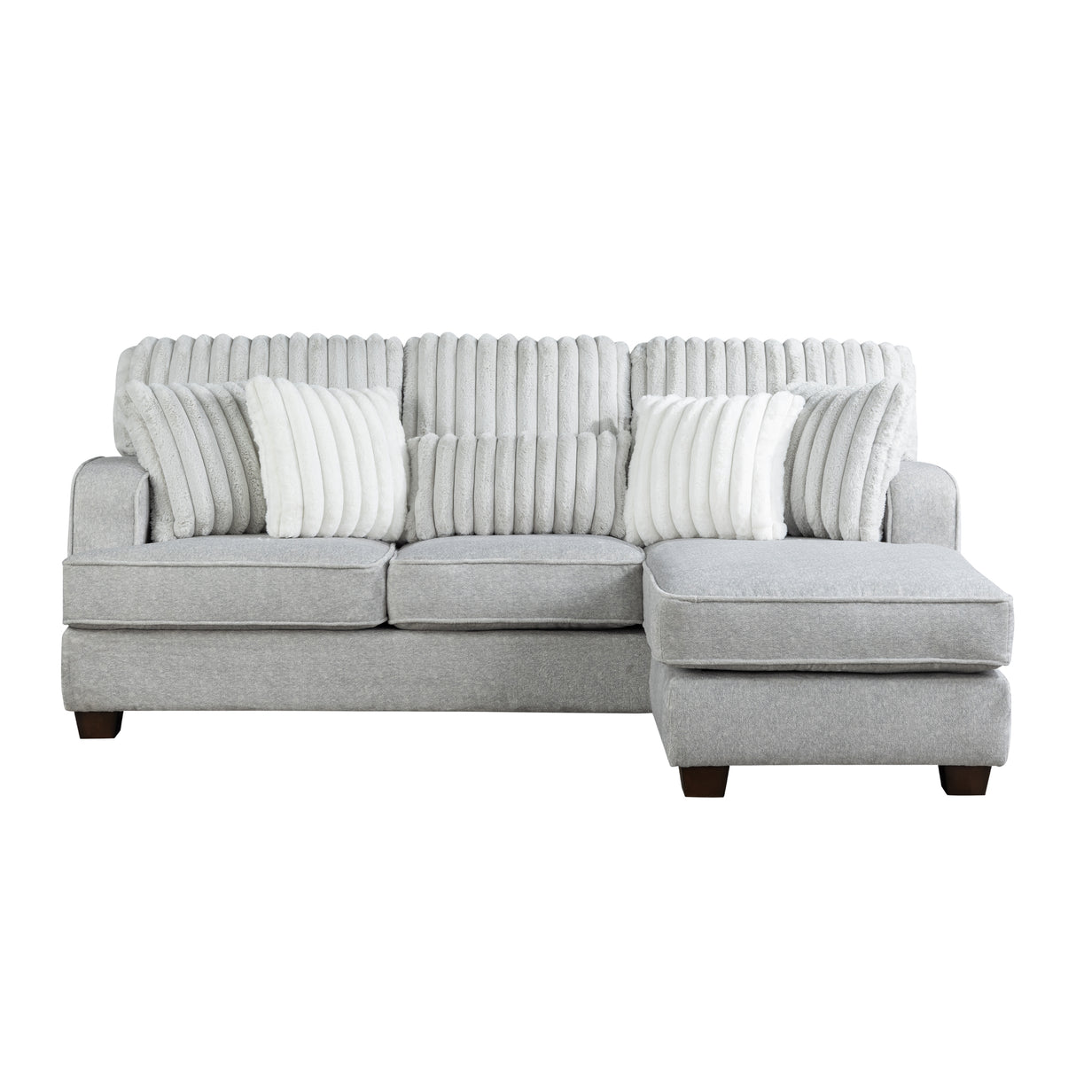 Modern Reversible Sectional Corner-blocked Frame Reversible Cushions Throw Pillows 100% Foam Livingroom Furniture Gray