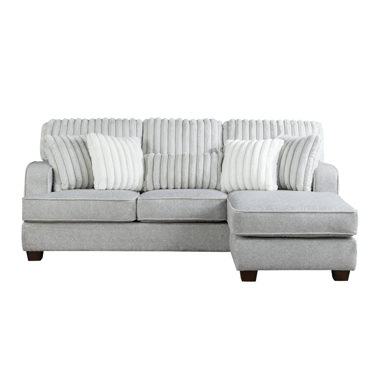 Modern Reversible Sectional Corner-blocked Frame Reversible Cushions Throw Pillows 100% Foam Livingroom Furniture Gray - sold by Home Elegance USA