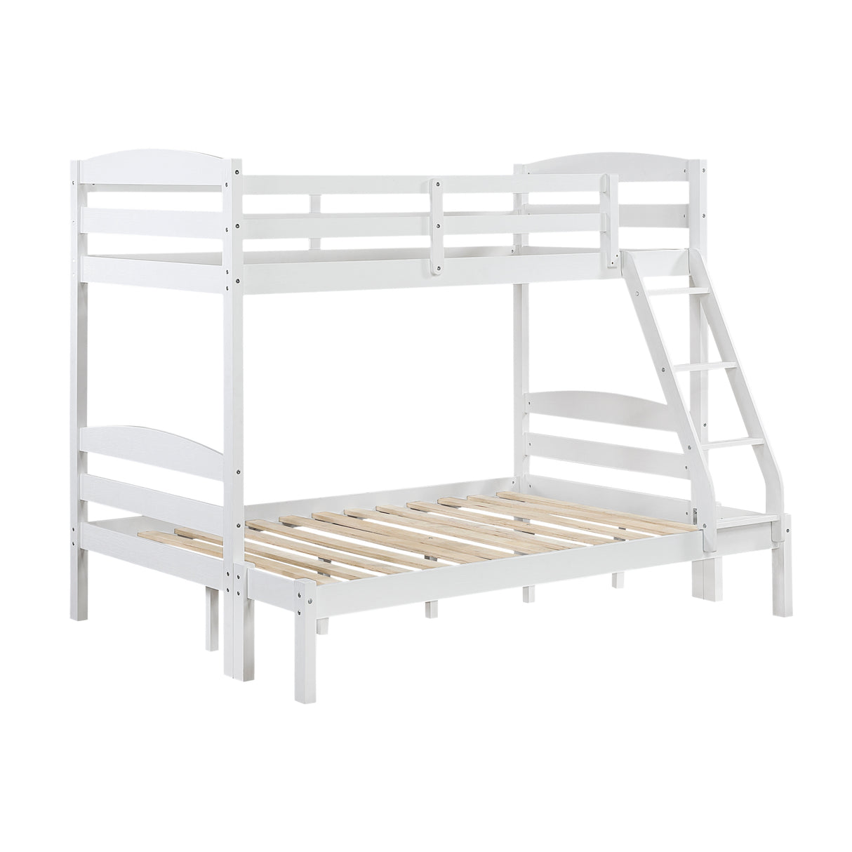 Twin over Full Bunk Bed with Guard Rails 1pc Sturdy Wood Frame White Finish Youth Bedroom Furniture - sold by Home Elegance USA