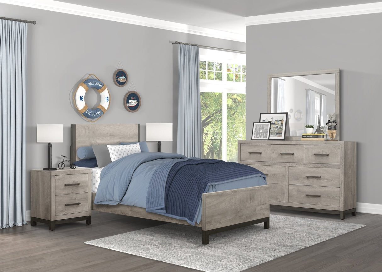 Attractive Gray Finish 1pc Dresser of 7x Drawers Metal Bar Hardware Premium Melamine Board Wooden Bedroom Furniture | Home Elegance USA