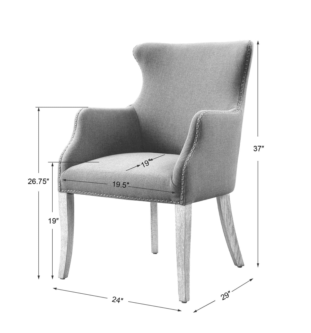 Yareena Wing Chair - Blue by Uttermost - View 9