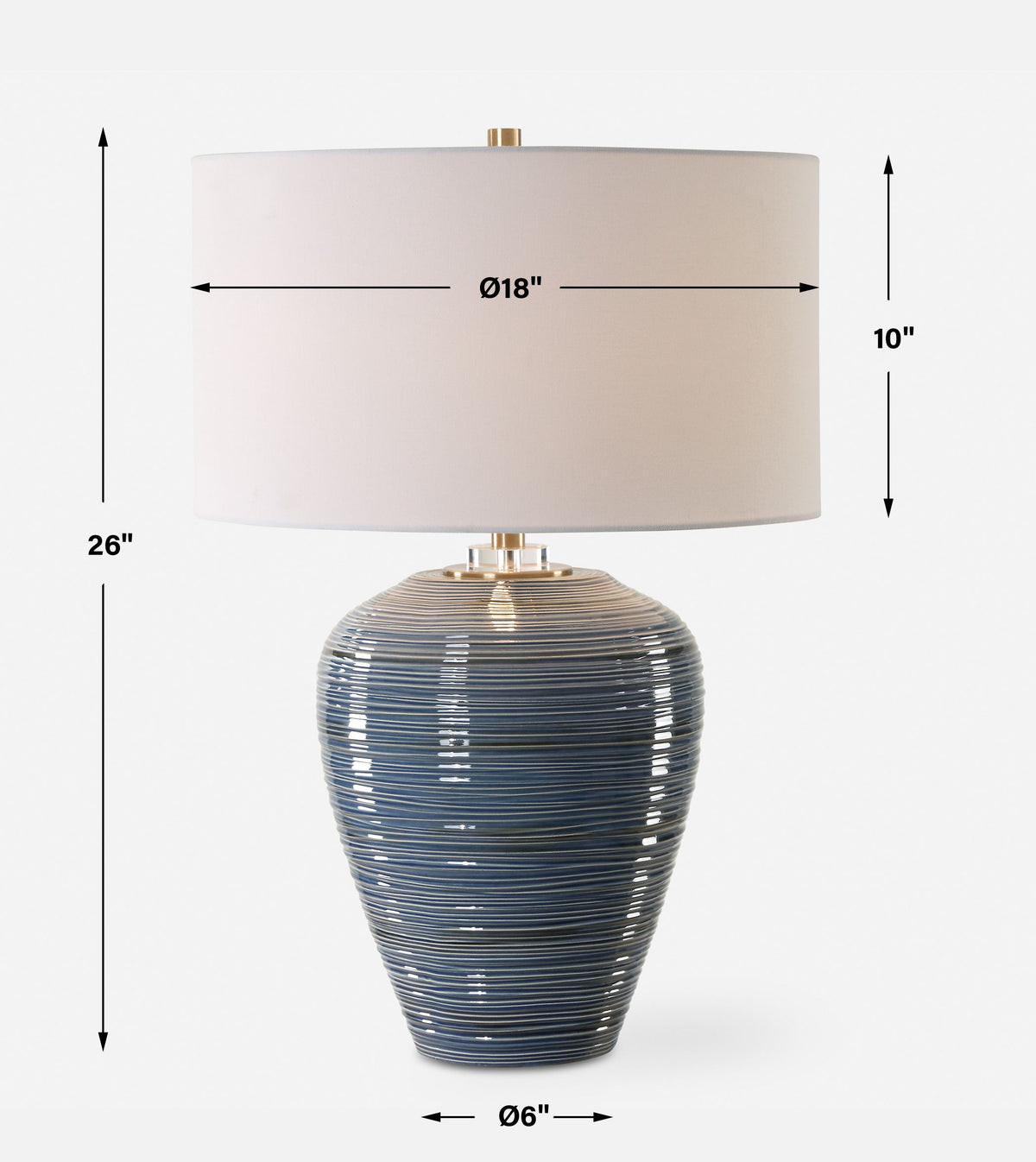 Moher Glossy Blue Table Lamp by Uttermost - View 8