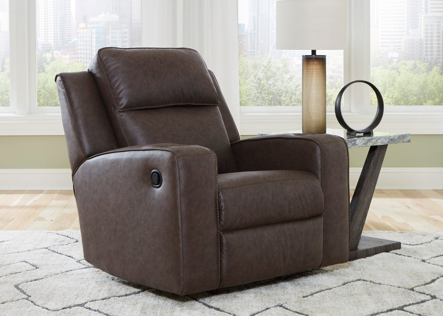 Ashley Granite Lavenhorne Rocker Recliner - Faux Leather | Home Elegance USA