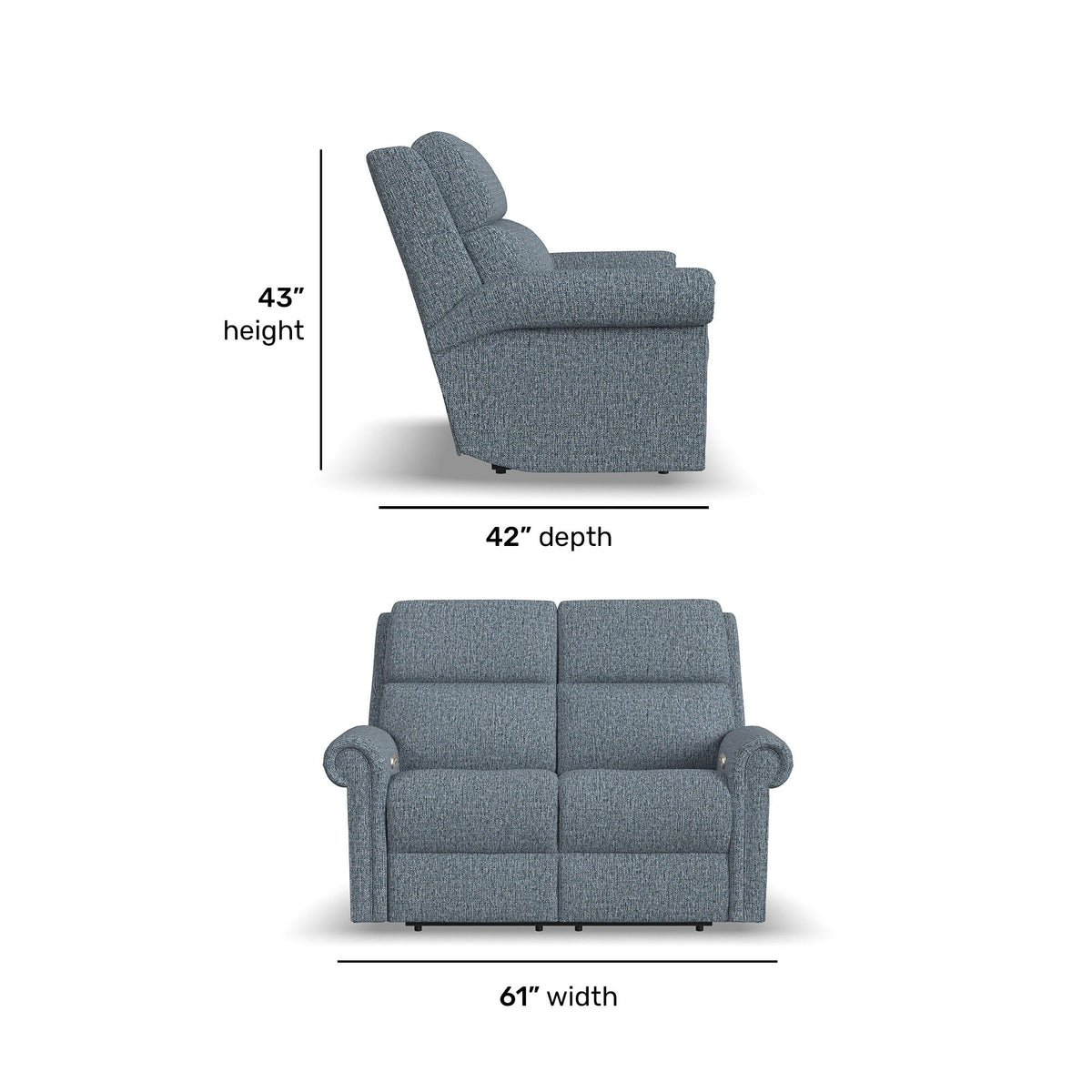 Bernard Power Reclining Loveseat With Power Headrest & Lumbar, Nailhead Trim | Flexsteel
