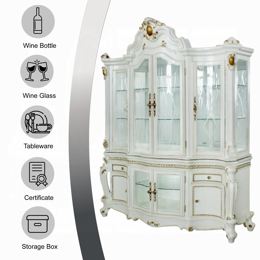 Picardy Buffet & Hutch 63464 Antique Pearl Finish | Acme - Home Elegance USA