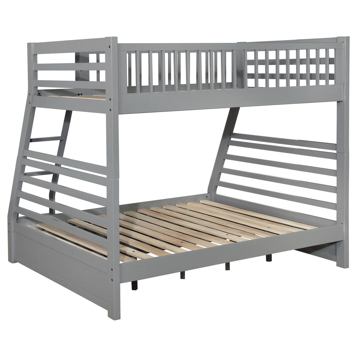 Keira Grey 2-Drawer Wood Twin Over Full Bunk Bed in Grey with MDF and Pine Construction